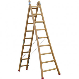 Echelle transformable 2 plans bois longueur pliée 250 cm -  longueur dépliée 406 cm