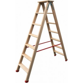 Echelle double marches plates bois 6 marches + tablette 