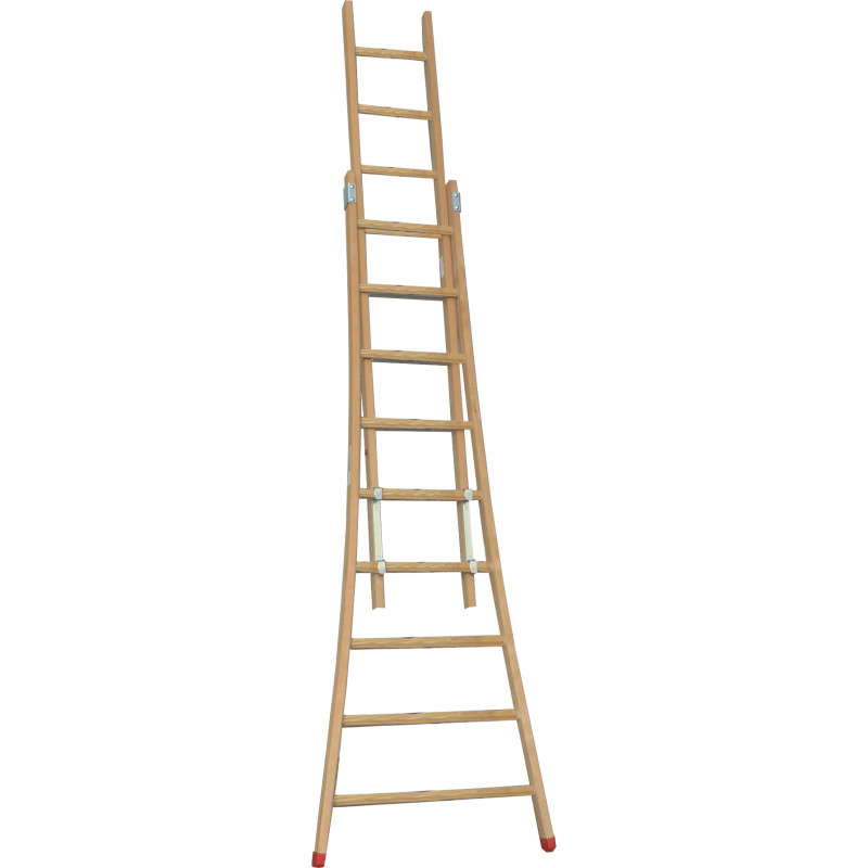 Echelle coulisse à main 2 plans  bois longueur pliée 354 cm -  longueur dépliée 588 cm base évasée